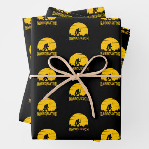 Hoja De Papel De Regalo Bassquatch Bigfoot Sasquatch Fullmoon Rod Pesca 
