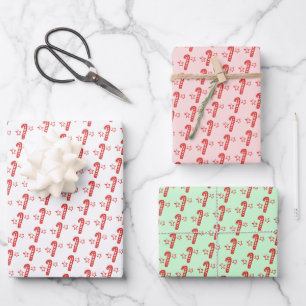 Hoja De Papel De Regalo Bastones de caramelo Estrellas Garabatos NAVIDAD F