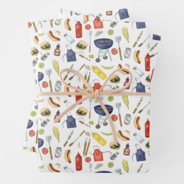 Hoja De Papel De Regalo BBQ verano Parrillada barbacoa del patio trasero d