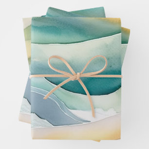 Hoja De Papel De Regalo Beach Aqua Green Ocean Cream Sand Boda