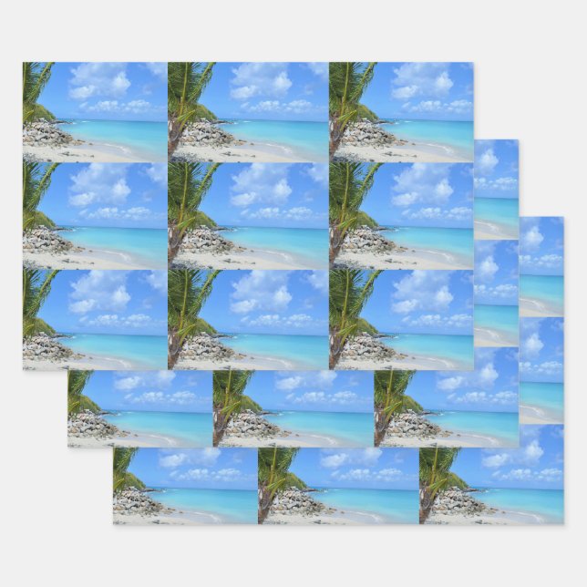 Hoja De Papel De Regalo Beautiful Turquoise Tropical Beach Pattern (Set)