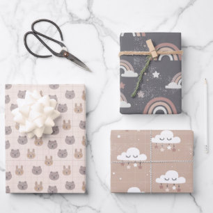 Hoja De Papel De Regalo Bebé arcoiris neutral de Boho