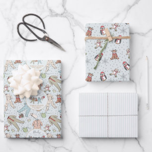 Hoja De Papel De Regalo Bebé azul frío fuera del Baby Shower invernal