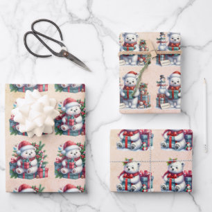 Hoja De Papel De Regalo Bebé Navidades de osos polares niños