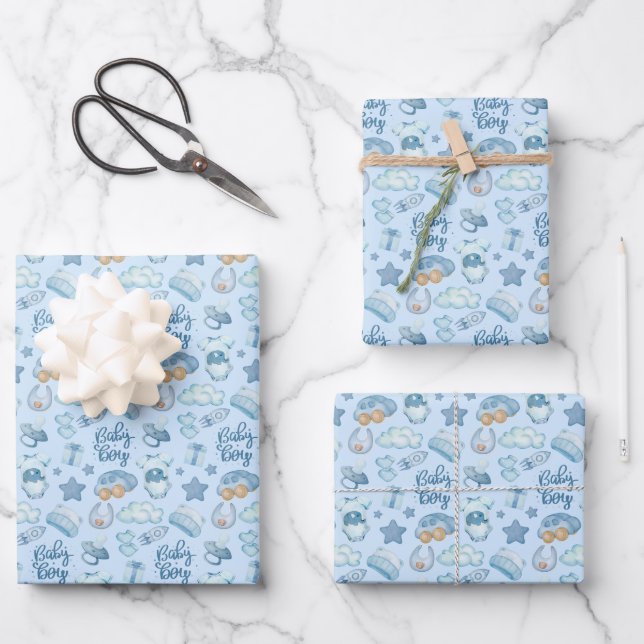 Hoja De Papel De Regalo Bebé Niño (Anverso)