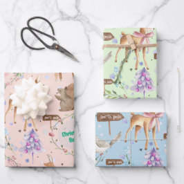 Hoja De Papel De Regalo Bebé primer reno de Navidad Añadir nombre de bebé