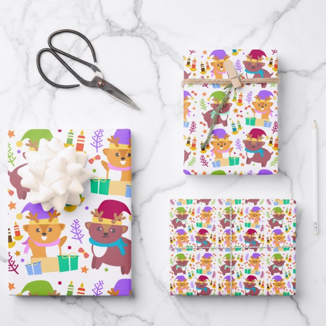 Hoja De Papel De Regalo Bebés Navidades animales niños Personalizados grac (Anverso)