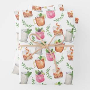 Hoja De Papel De Regalo Bebidas de menta julep de día de Derby con acuarel