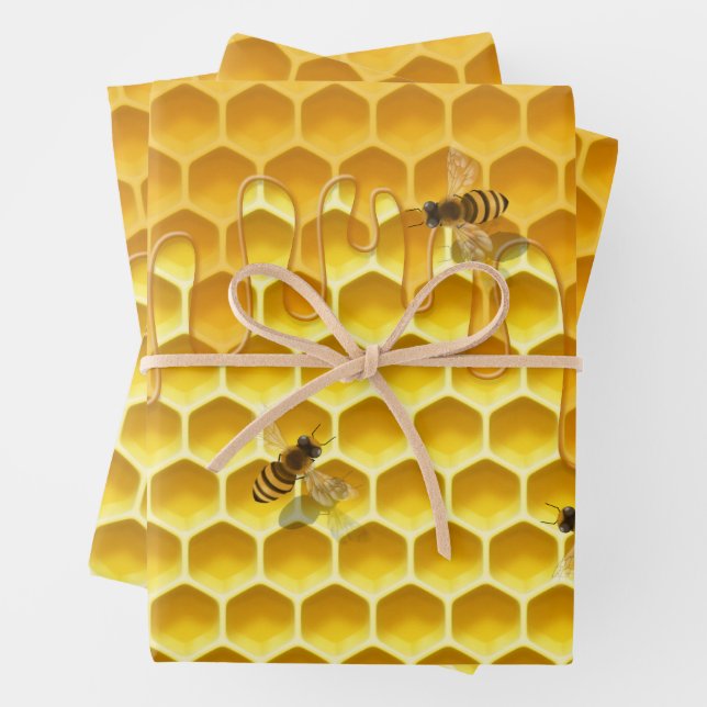 Hoja De Papel De Regalo Bebidas de miel y abejas voladoras (In situ)