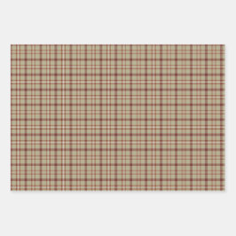 Hoja De Papel De Regalo Beige Burgundy White Plaid Classic