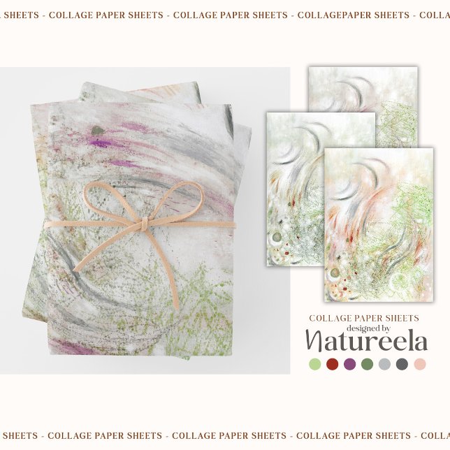 Hoja De Papel De Regalo Beige Green Gray Abstract  Collage  (Subido por el creador)