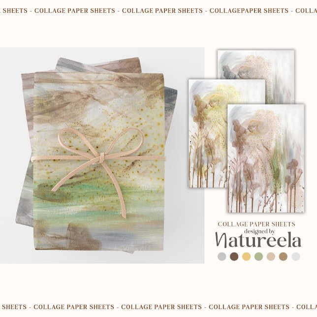 Hoja De Papel De Regalo Beige Green Gray Abstract  Collage  (Subido por el creador)