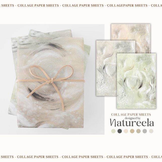 Hoja De Papel De Regalo Beige Green Gray Abstract  Collage  (Subido por el creador)