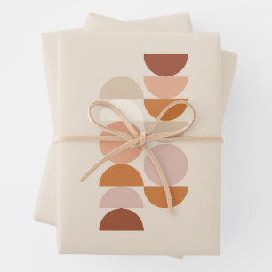 Hoja De Papel De Regalo Beige Neutral Geométrico Moderno De Mediados Del S