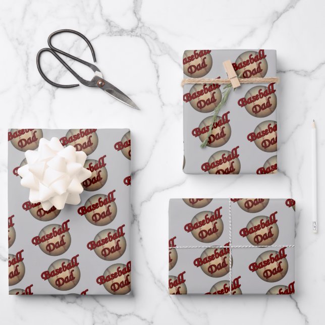 Hoja De Papel De Regalo Beisbol Dad Cute (Anverso)