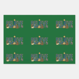 Hoja De Papel De Regalo Believe nativity 