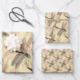 Hoja De Papel De Regalo Bella Vintage Dragonfly Pattern Flat