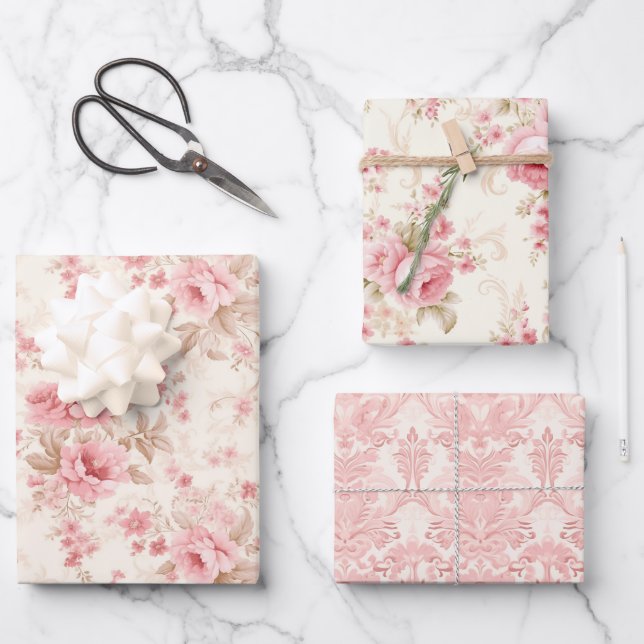 Hoja De Papel De Regalo Belleza rosa rosa (Anverso)