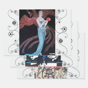 Hoja De Papel De Regalo BELLEZA Y FOENIX Moda Art Deco Mujer