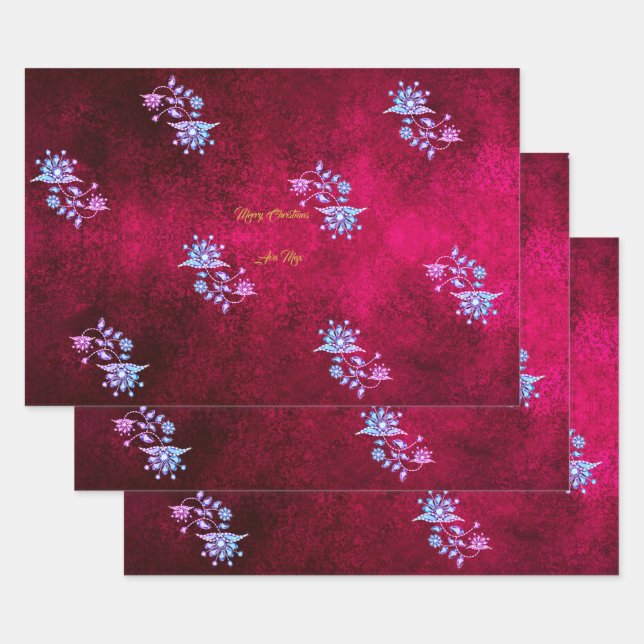 Hoja De Papel De Regalo Bendiciones de Navidad Pink & Ruby (Set)