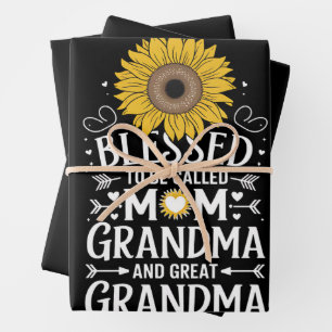 Hoja De Papel De Regalo Bendita De Ser Llamada Mamá Abuela Gran Girasol