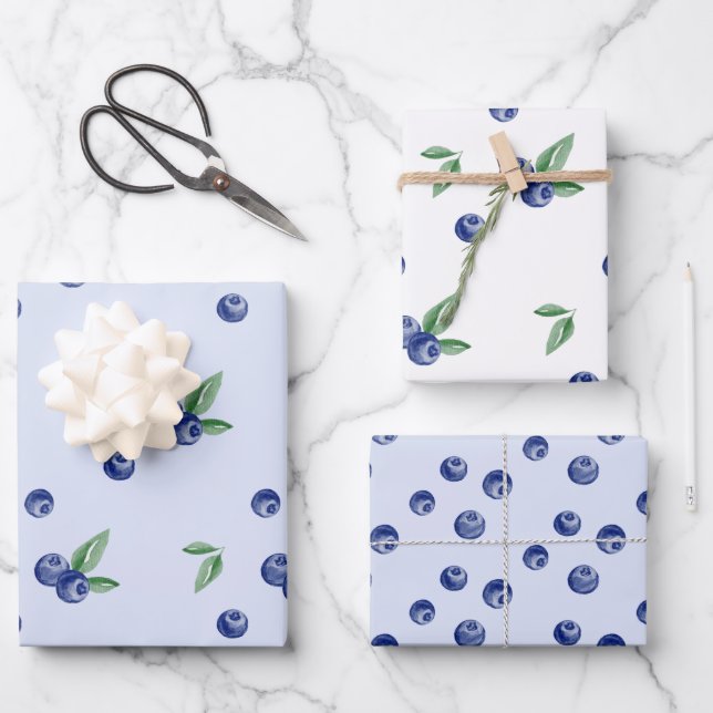Hoja De Papel De Regalo Berry azul (Anverso)