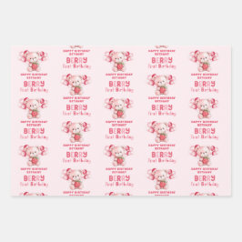 Hoja De Papel De Regalo Berry First Happy Birday Name Strawberry