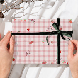 Hoja De Papel De Regalo Berry Sweet Checkered pattren Coquette