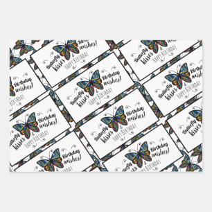 Hoja De Papel De Regalo Besos de mariposa feliz cumpleaños