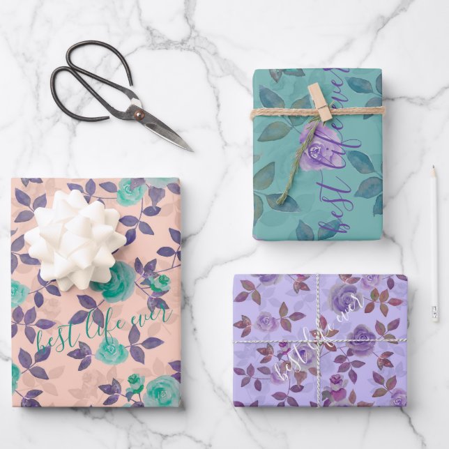 Hoja De Papel De Regalo Best life ever text Customize (Anverso)