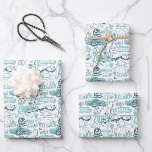 Hoja De Papel De Regalo Bestias fantásticas Patrón azul