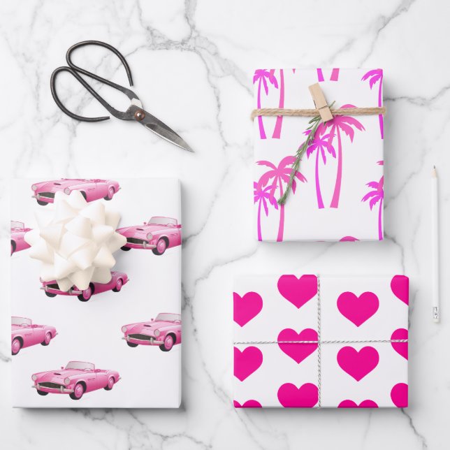Hoja De Papel De Regalo Besties Malibu Pink Doll Beach (Anverso)