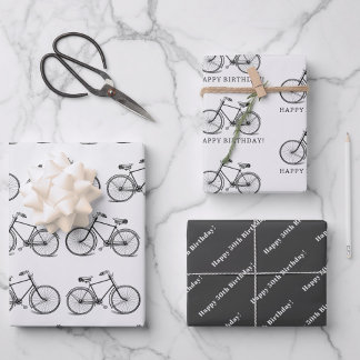 Hoja De Papel De Regalo Bicicleta Vintage Bicicleta Blanco Negro Personali