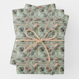 Hoja De Papel De Regalo Biedermeier Damas con Rosas