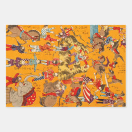 Hoja De Papel De Regalo Big Japanese Circus woodblock print 