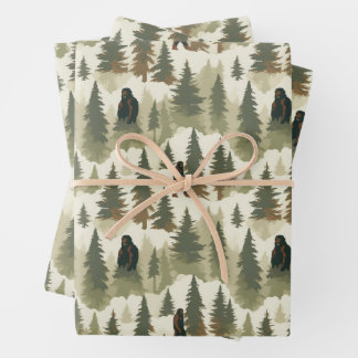 Hoja De Papel De Regalo Bigfoot en el bosque