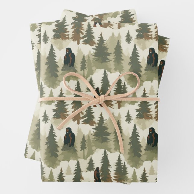 Hoja De Papel De Regalo Bigfoot en el bosque (In situ)