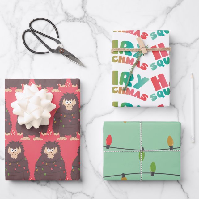 Hoja De Papel De Regalo Bigfoot Sasquatch (Anverso)