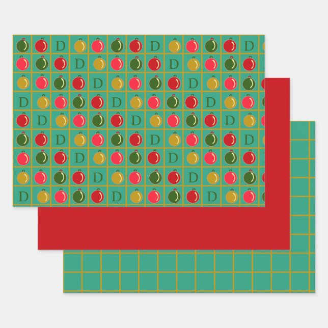 Hoja De Papel De Regalo Bingo Ornamental Personalizado-Veneciano Rojo y Ve (Set)