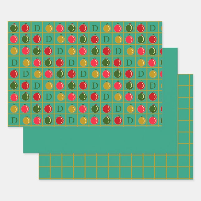 Hoja De Papel De Regalo Bingo Ornamental Personalizado - Verde Jade (Set)