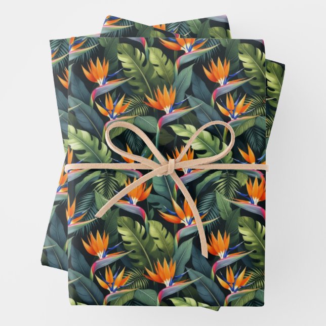 Hoja De Papel De Regalo Bird of Paradise Flower Pattern (In situ)