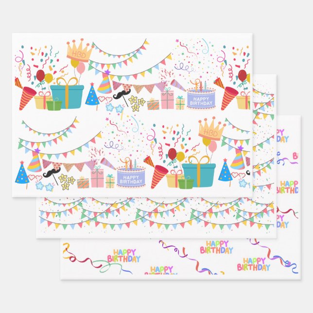 Hoja De Papel De Regalo Birthday Party Props Colorful (Set)