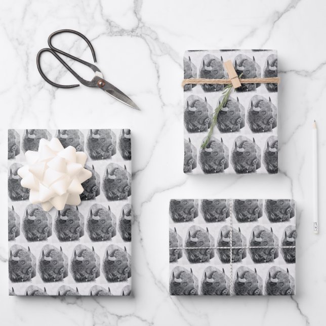 Hoja De Papel De Regalo Bisonte Americano (Anverso)