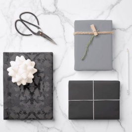 Hoja De Papel De Regalo Black And Gray Abstract Graphic Art Design
