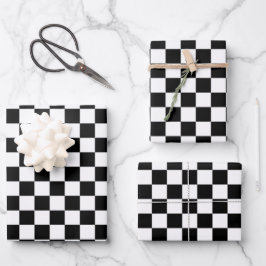 Hoja De Papel De Regalo Black and white checkerboard pattern 