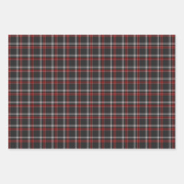 Hoja De Papel De Regalo Black Burgundy White Plaid Classic
