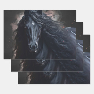 Hoja De Papel De Regalo Black Friesian Horse