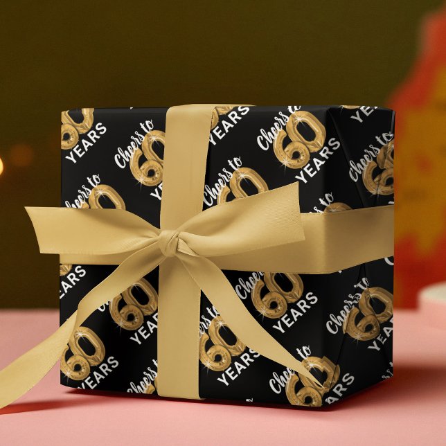 Hoja De Papel De Regalo Black Gold Cheers a 60 años cumpleaños (Subido por el creador)