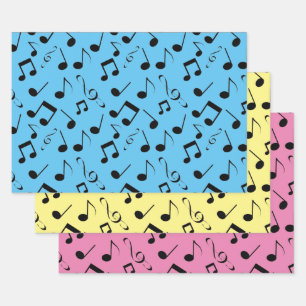 Hoja De Papel De Regalo Black Musical Notes Design Wraping Paper Sets