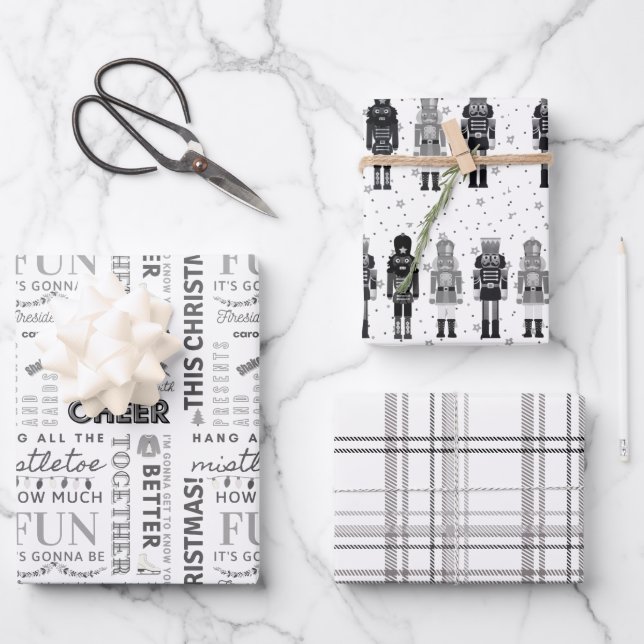 Hoja De Papel De Regalo Black Nutcracker Christmas Wrapping Paper (Anverso)